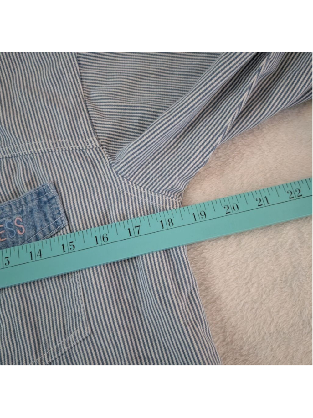 Guess Vintage Blue Striped Long Sleeve Button Up - Small - Picture 7 of 8